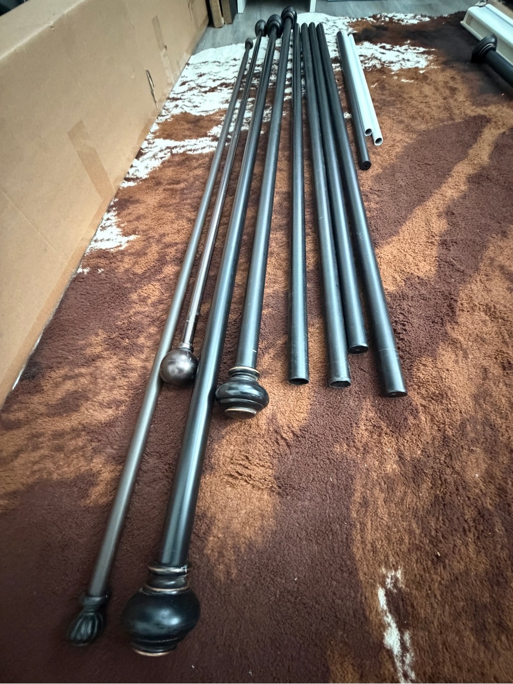 Decorative Curtain Rods with Finials - Bronze Finish. $15 for large $10 small